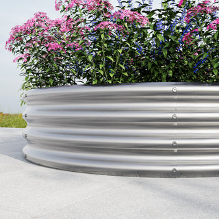 Sunvega 47.24 Inch Round Metal Raised Garden Bed for Vegetables Flowers and Herbs