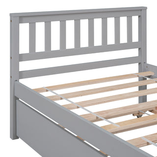 Sunvega Twin Bed Frame with Trundle and Headboard for Small Bedroom Space Saving