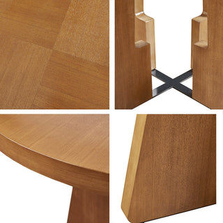 Sunvega Kennedy 44 Inch Round Dining Table with Pecan Wood Veneer Finish