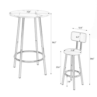 Sunvega Foldable Counter Height Bar Table Set with 2 Stools for Kitchen