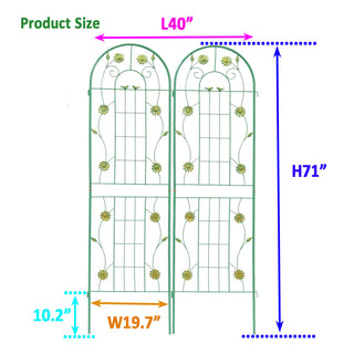 Sunvega Rustproof Metal Garden Trellis for Climbing Plants Outdoor Flower Support 4 Pack