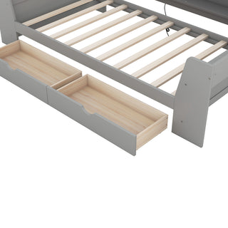 Sunvega Twin Size Daybed with Storage Shelves, Drawers, and Built-In Charging Station