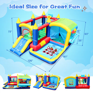 Sunvega 7 in 1 Inflatable Bounce House with Ball Pit and Obstacles for Kids