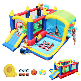 Sunvega 7 in 1 Inflatable Bounce House with Ball Pit and Obstacles for Kids