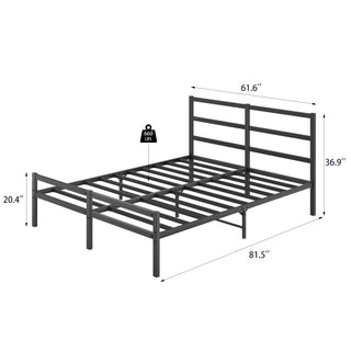 Sunvega Metal Platform Bed Frame with Headboard for Modern Bedroom No Box Spring