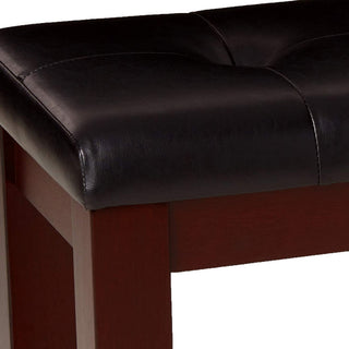 Sunvega Modern Bench with Tufted Leather-Look Seat and Tapered Wood Legs