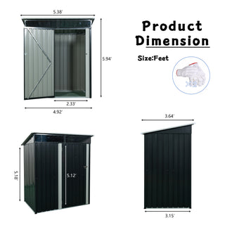 Sunvega 5x3ft Outdoor Metal Storage Shed with Transparent Endurance Plate