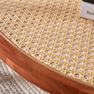 Sunvega Chinese Style White Solid Wood and Imitation Rattan Rectangular Coffee Table