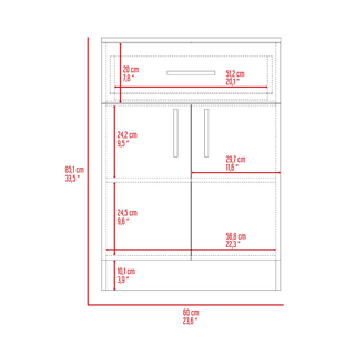 Sunvega 33" H White Light Oak Pantry Organizer Cabinet with Drawer and Shelves