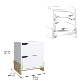 Sunvega Classic White Nightstand with Spacious Drawer and Open Shelf for Bedroom