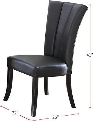 Sunvega Modern Black PU Upholstered Dining Chairs with Wide Flair Back Support