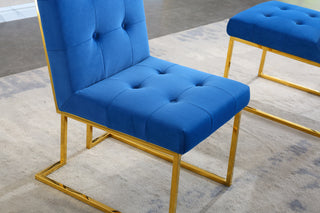 Sunvega Modern Velvet Dining Chair Set of 2 with Tufted Design and Gold Base