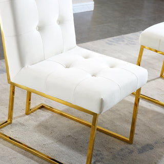 Sunvega Modern Velvet Dining Chair Set of 2 with Tufted Design and Gold Base