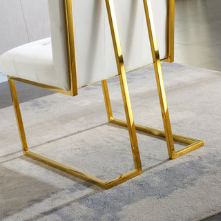 Sunvega Modern Velvet Dining Chair Set of 2 with Tufted Design and Gold Base