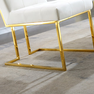 Sunvega Modern Velvet Dining Chair Set of 2 with Tufted Design and Gold Base