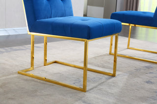 Sunvega Modern Velvet Dining Chair Set of 2 with Tufted Design and Gold Base