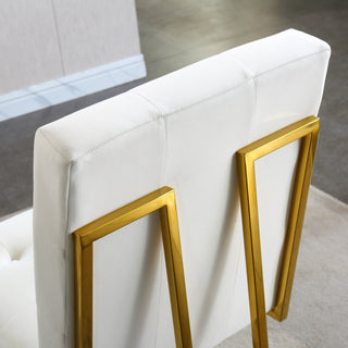Sunvega Modern Velvet Dining Chair Set of 2 with Tufted Design and Gold Base