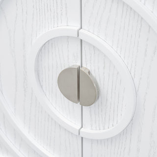 Sunvega Retro Sideboard Door with Circular Groove Design Round Metal Handle for Entrance