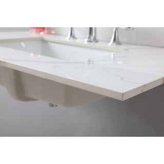 Sunvega Sintered Stone Vanity Top with Ceramic Undermount Sink and 3 Faucet Holes