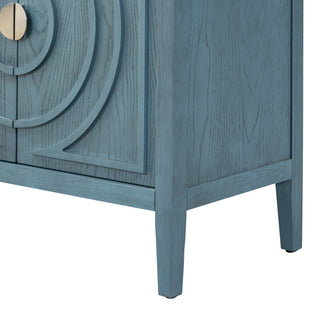 Sunvega Retro Sideboard Door with Circular Groove Design Round Metal Handle for Entrance