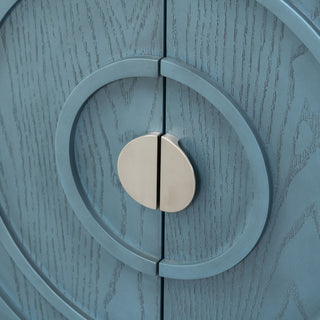 Sunvega Retro Sideboard Door with Circular Groove Design Round Metal Handle for Entrance
