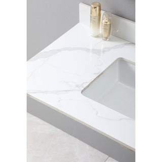 Sunvega 43x22 Inch Sintered Stone Vanity Top with Ceramic Sink and Backsplash