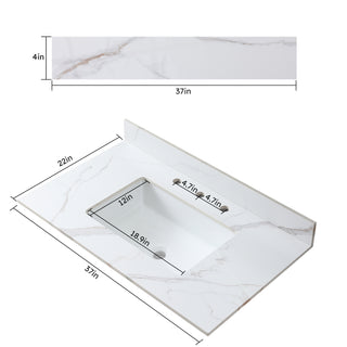 Sunvega Sintered Stone Vanity Top with Ceramic Undermount Sink and 3 Faucet Holes