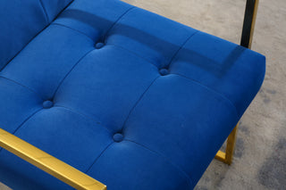 Sunvega Modern Linen Dining Arm Chair with Tufted Design and Gold Metal Base