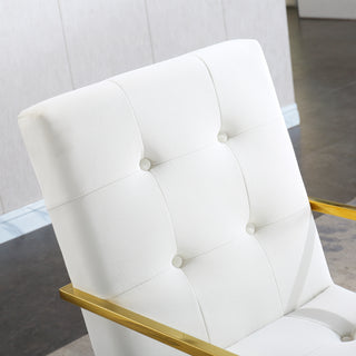 Sunvega Modern Linen Dining Arm Chair with Tufted Design and Gold Metal Base