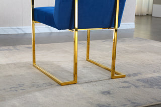 Sunvega Modern Linen Dining Arm Chair with Tufted Design and Gold Metal Base