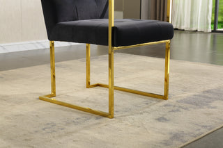 Sunvega Modern Linen Dining Arm Chair with Tufted Design and Gold Metal Base