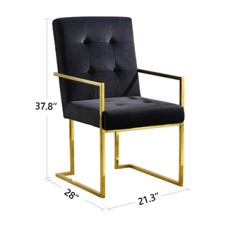 Sunvega Modern Linen Dining Arm Chair with Tufted Design and Gold Metal Base