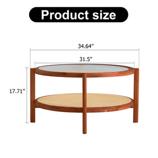 Sunvega Chinese Style White Solid Wood and Imitation Rattan Rectangular Coffee Table