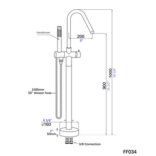 Sunvega Freestanding Bathtub Faucet with Hand Shower and Full Body Spray