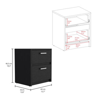 Sunvega 2 Drawer Nightstand with Metal Handles for Bedroom and Living Room