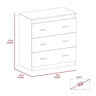 Sunvega Modern Three Drawer Dresser with Metal Handles and Superior Top