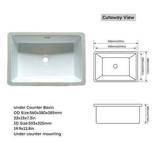 Sunvega 43x22 Inch Sintered Stone Vanity Top with Ceramic Sink and Backsplash