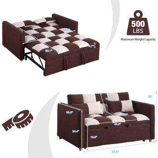 Sunvega Teddy Convertible Loveseat Sofa Bed with Adjustable Backrest and Pillows