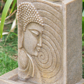 Sunvega Sandstone Buddha Fountain with Light for Indoor Outdoor Spaces