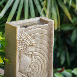 Sunvega Sandstone Buddha Fountain with Light for Indoor Outdoor Spaces