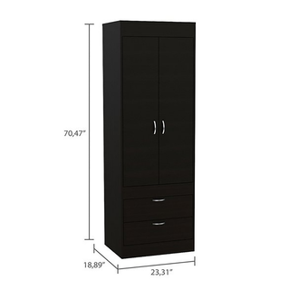 Sunvega White 2-Drawer Armoire for Hanging Clothes and Organizing Smaller Items