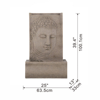 Sunvega Sandstone Buddha Fountain with Light for Indoor Outdoor Spaces