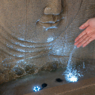Sunvega Sandstone Buddha Fountain with Light for Indoor Outdoor Spaces