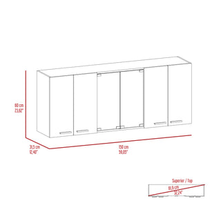 Sunvega Superior Peoria Wall Cabinet with Four Interior Shelves and White Finish