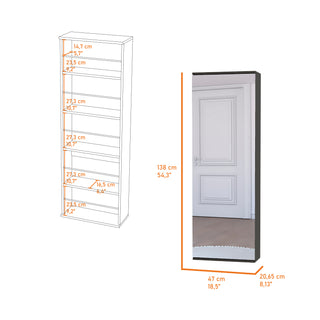 Sunvega Wall Mounted Shoe Rack With Mirror Door And Black Wengue Finish