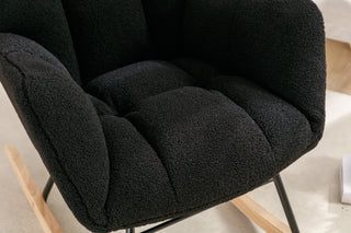 Sunvega Teddy Fabric Rocking Chair with Adjustable Footrest for Living Room