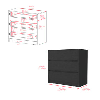 Sunvega Three Drawer Dresser with White Finish for Small Items Storage