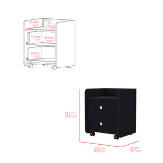 Sunvega Black Wengue Finish Nightstand with Two Drawers and Metal Handle