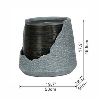 Sunvega Modern Polyresin Water Fountain with Light for Indoor Outdoor Garden