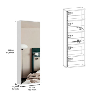 Sunvega White Wall Mounted Shoe Rack With Mirror Door Holds 10 Pairs